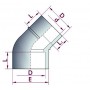 PVC knie verloop  45 graden 63x63x50 mm PN16